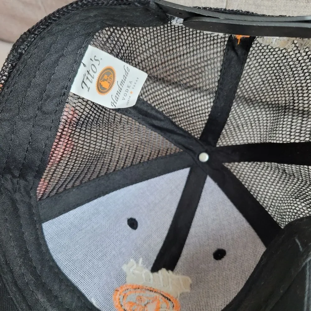 Tito's Vodka Trucker Hat Black Embroidered Austin Texas Bartender Cocktails Logo